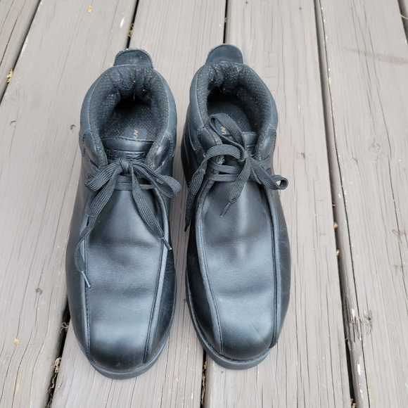 Vintage 90s y2k Lugz Black Leather Lace-up Baseball‎ Toe Chunky Ankle Boots 10 main image 5